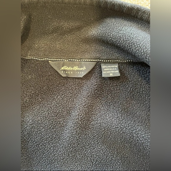 Eddie Bauer Men’s Vest Fleece Black Polartec Vintage Zip Jacket Fall Coat Medium - Picture 5 of 8